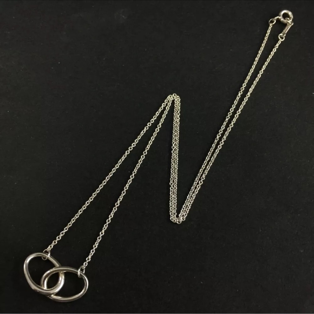 Tiffany & Co Elsa Peretti Elegant Double Loops Silver 925  Interlocking Necklace